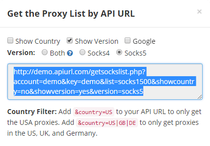 Get Proxy List by API URL